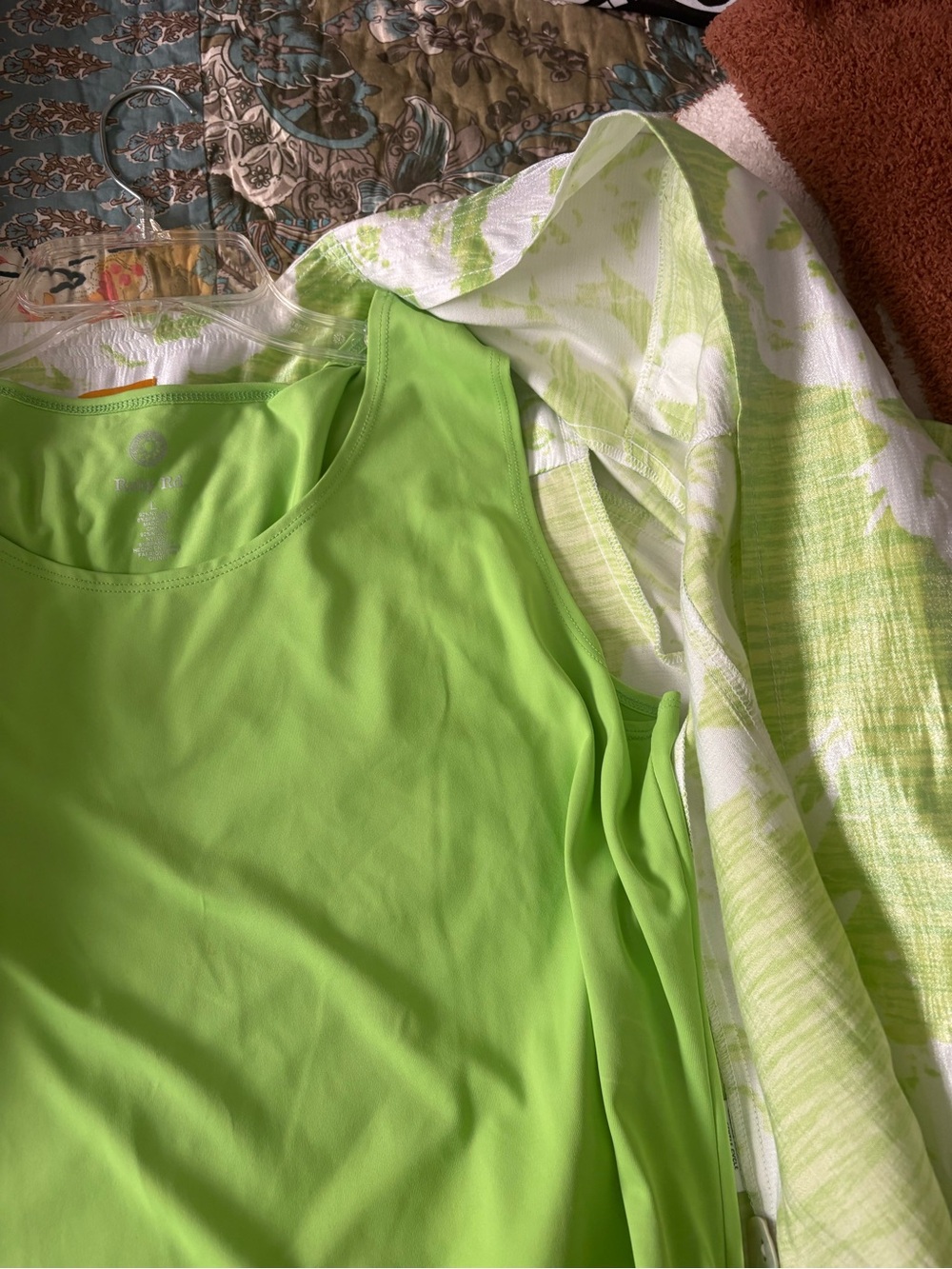 Ruby Rd. Green and White Floral Button-Front Top - Picture 5 of 5